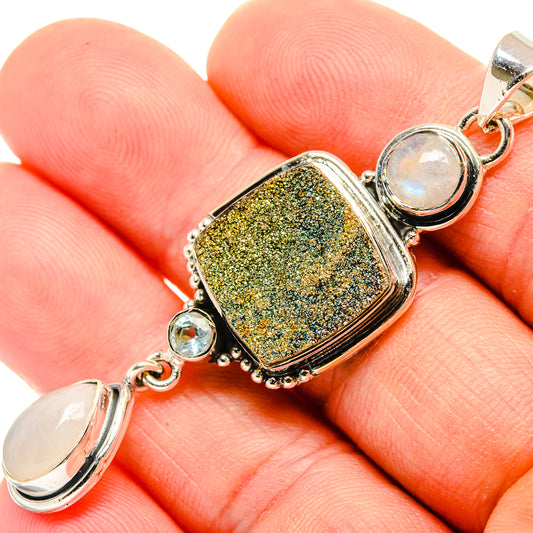 Spectro Pyrite Druzy Pendants handcrafted by Ana Silver Co - PD30864