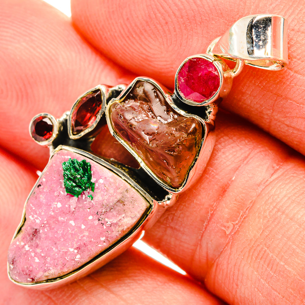 Cobalto Calcite Druzy Pendants handcrafted by Ana Silver Co - PD30866