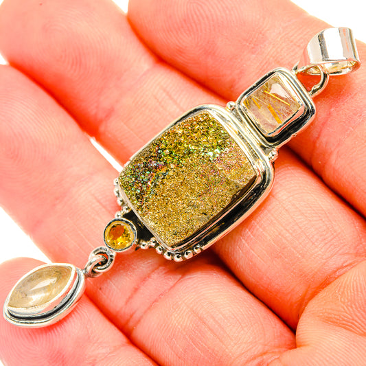Spectro Pyrite Druzy Pendants handcrafted by Ana Silver Co - PD30867