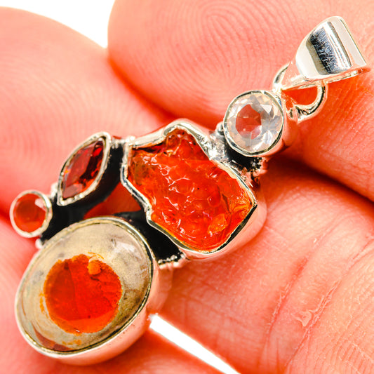 Mexican Fire Opal Pendants handcrafted by Ana Silver Co - PD30870