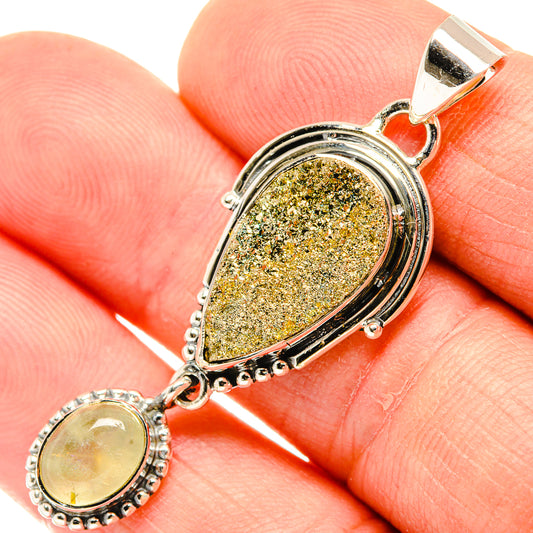 Spectro Pyrite Druzy Pendants handcrafted by Ana Silver Co - PD30874