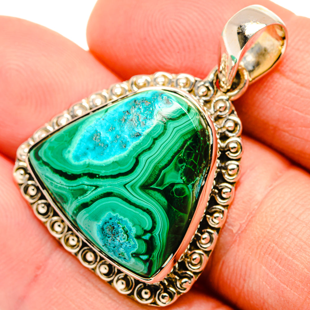 Malachite In Chrysocolla Pendants handcrafted by Ana Silver Co - PD30885