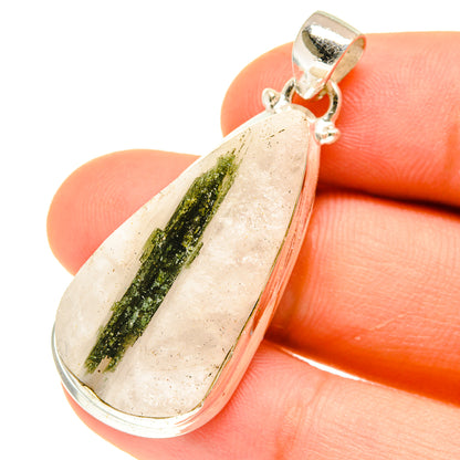 Green Tourmaline In Quartz Pendants handcrafted by Ana Silver Co - PD3093
