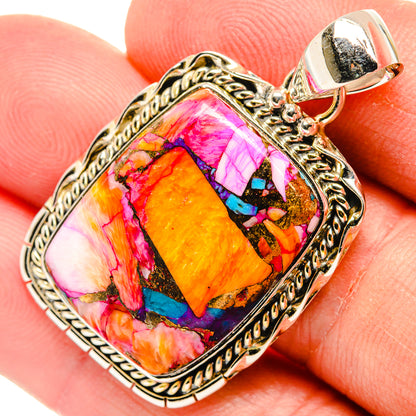 Kingman Pink Dahlia Turquoise Pendants handcrafted by Ana Silver Co - PD30943