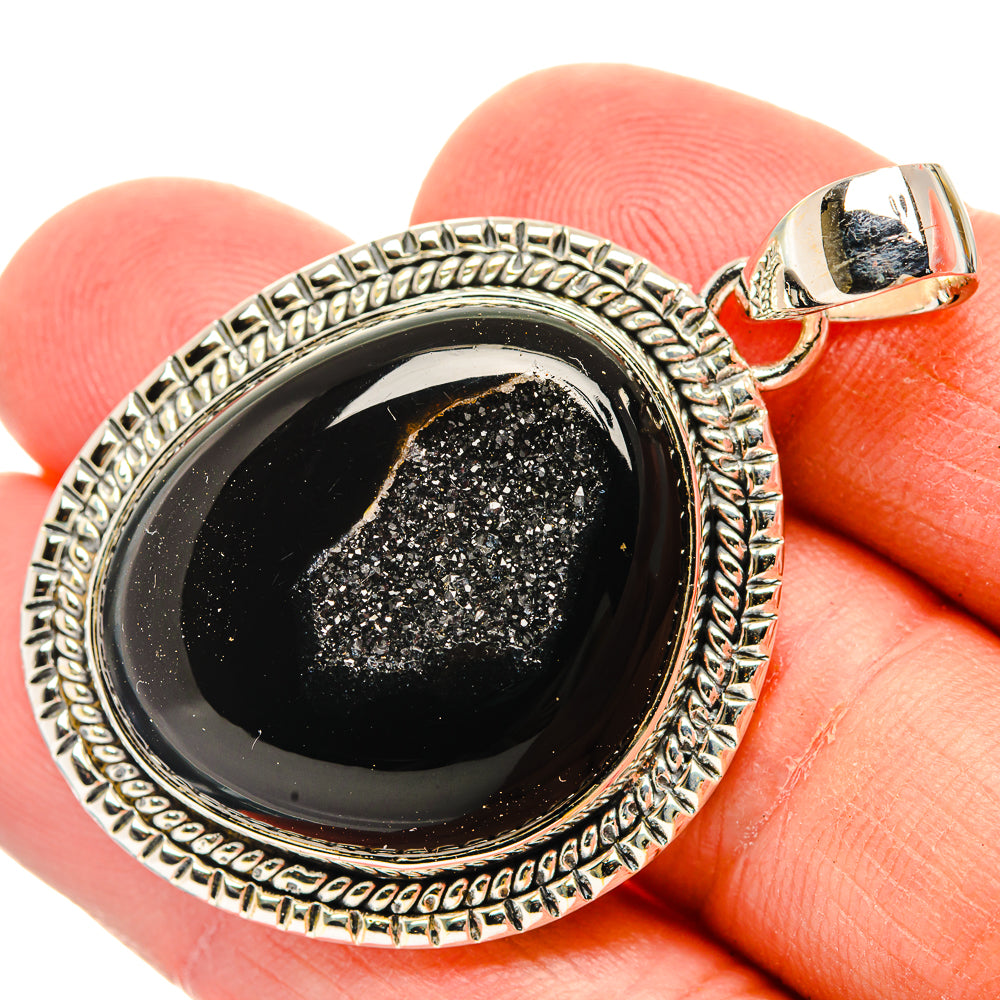 Black Onyx Druzy Pendants handcrafted by Ana Silver Co - PD30959