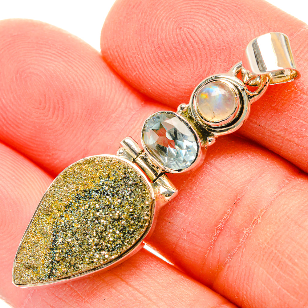 Spectro Pyrite Druzy Pendants handcrafted by Ana Silver Co - PD30979