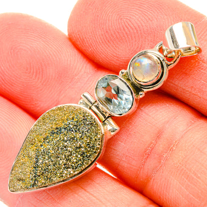 Spectro Pyrite Druzy Pendants handcrafted by Ana Silver Co - PD30979