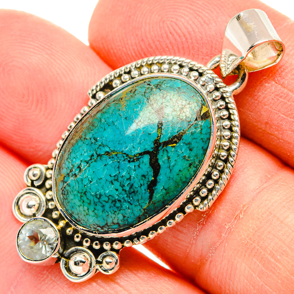 Tibetan Turquoise Pendants handcrafted by Ana Silver Co - PD30983