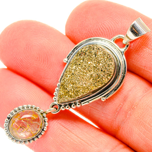 Pyrite Druzy Pendants handcrafted by Ana Silver Co - PD30995