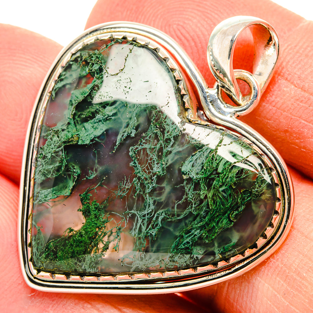 Green Moss Agate Pendants handcrafted by Ana Silver Co - PD31007