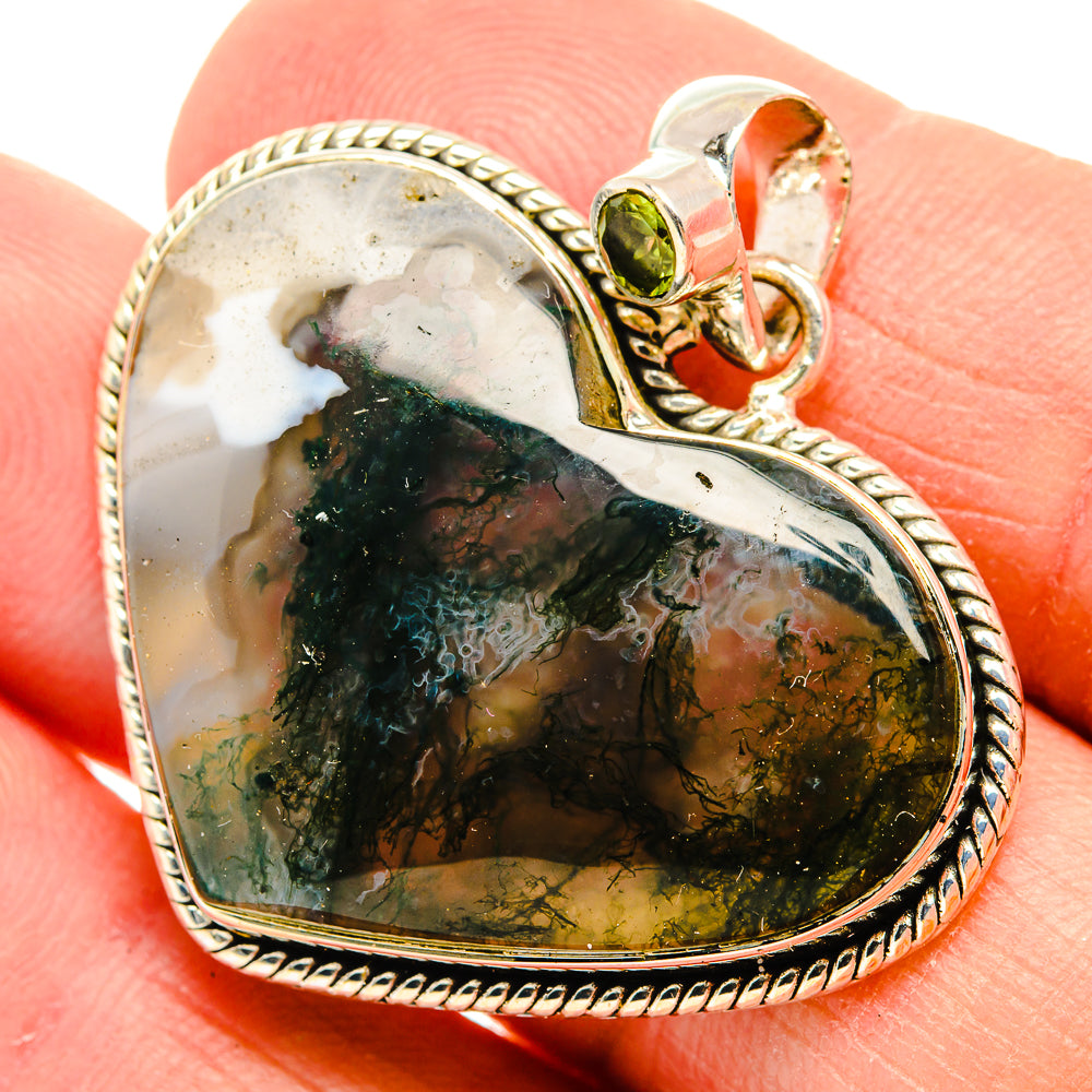 Green Moss Agate Pendants handcrafted by Ana Silver Co - PD31008
