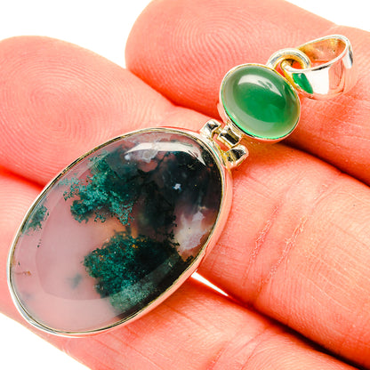 Green Moss Agate Pendants handcrafted by Ana Silver Co - PD31014