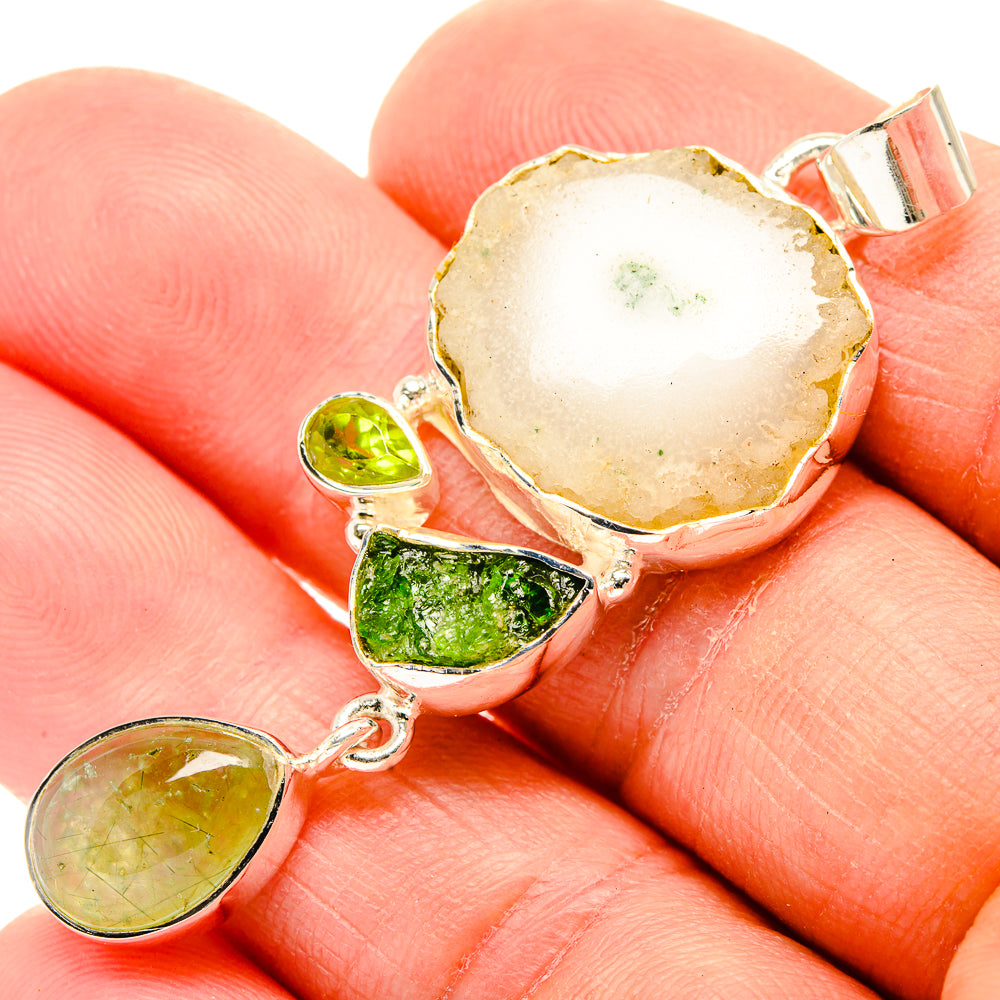 White Solar Quartz Pendants handcrafted by Ana Silver Co - PD31042