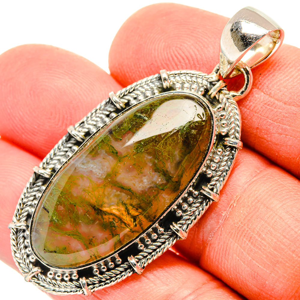 Green Moss Agate Pendants handcrafted by Ana Silver Co - PD31045