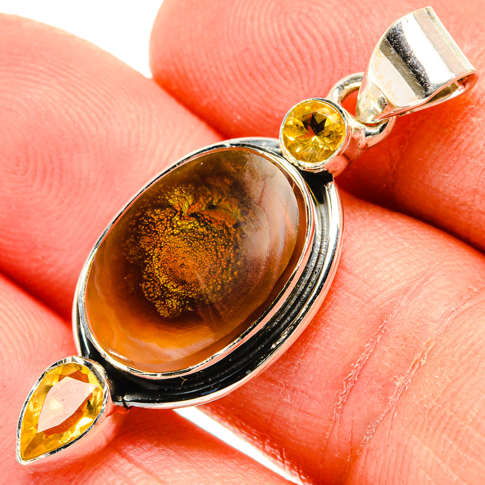 Mexican Fire Agate Pendants handcrafted by Ana Silver Co - PD31057