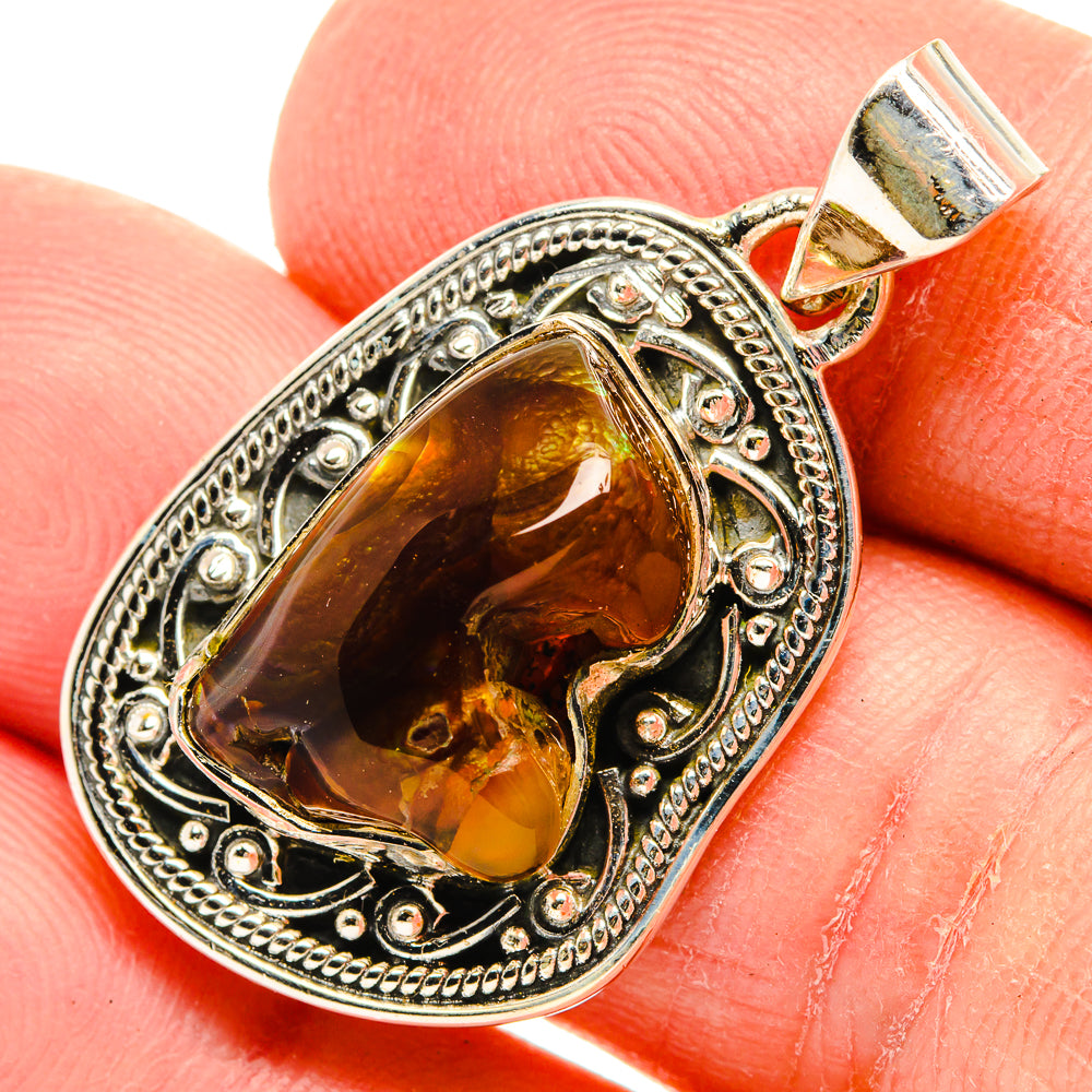 Mexican Fire Agate Pendants handcrafted by Ana Silver Co - PD31071