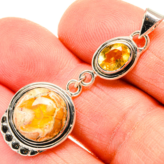 Mexican Fire Opal Pendants handcrafted by Ana Silver Co - PD31093