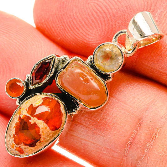 Mexican Fire Opal Pendants handcrafted by Ana Silver Co - PD31097