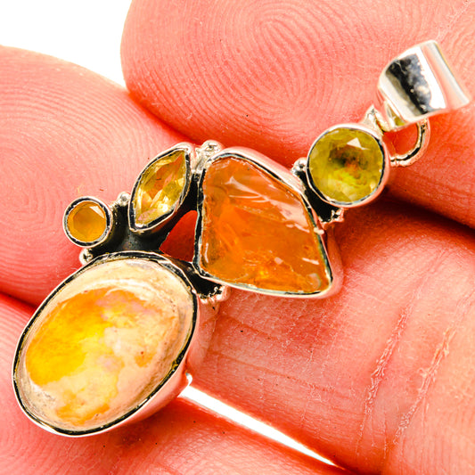 Mexican Fire Opal Pendants handcrafted by Ana Silver Co - PD31101