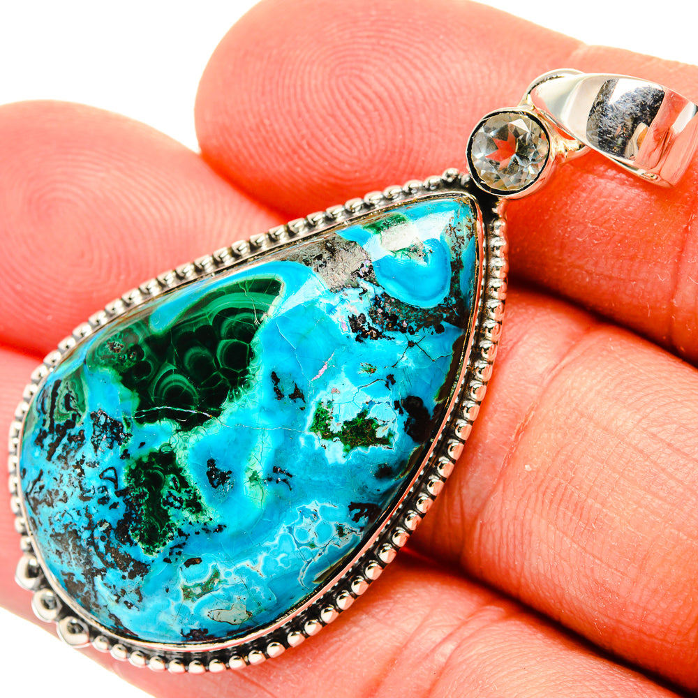 Malachite In Chrysocolla Pendants handcrafted by Ana Silver Co - PD31106