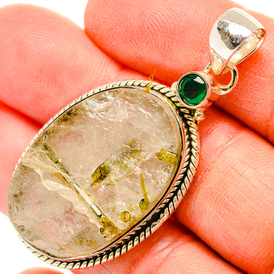 Green Tourmaline In Quartz Pendants handcrafted by Ana Silver Co - PD31140