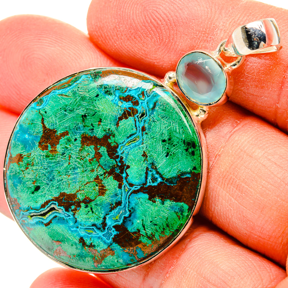 Chrysocolla In Malachite Pendants handcrafted by Ana Silver Co - PD31154