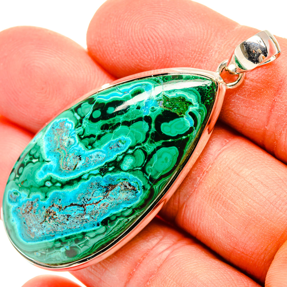 Chrysocolla In Malachite Pendants handcrafted by Ana Silver Co - PD31167