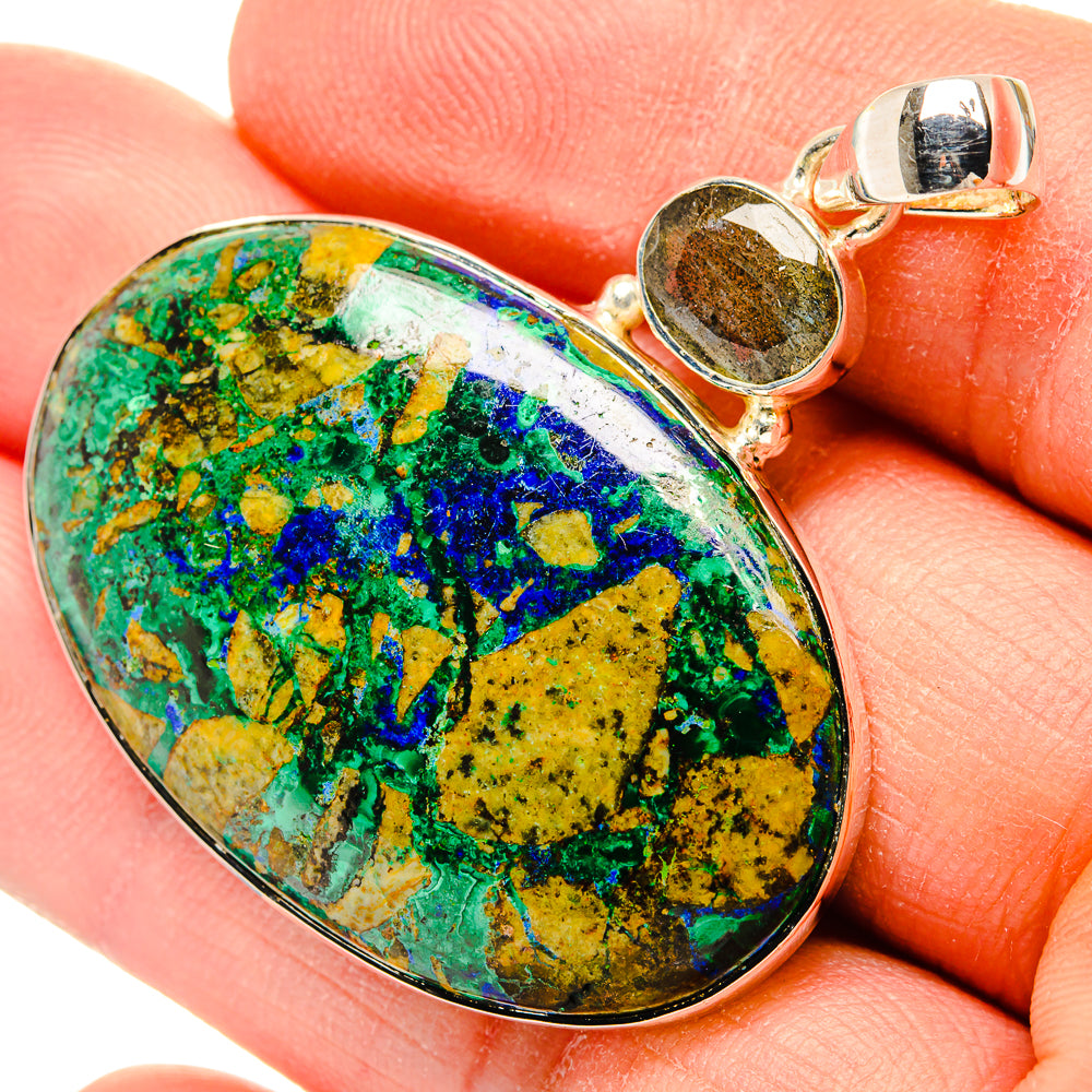 Azurite In Malachite Pendants handcrafted by Ana Silver Co - PD31176