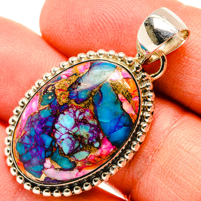 Kingman Pink Dahlia Turquoise Pendants handcrafted by Ana Silver Co - PD31202