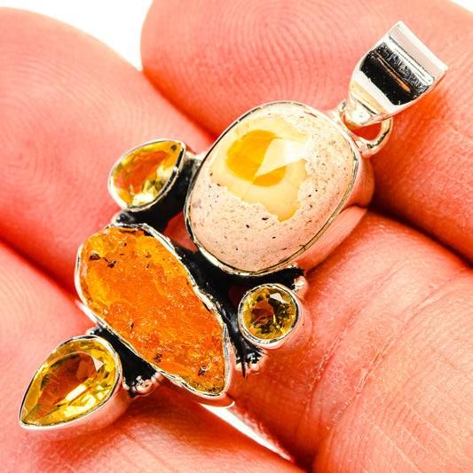 Mexican Fire Opal Pendants handcrafted by Ana Silver Co - PD31234