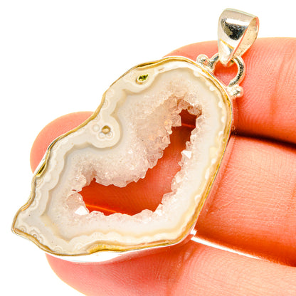 White Geode Slice Pendants handcrafted by Ana Silver Co - PD3124