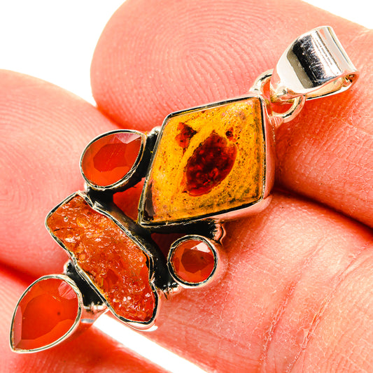 Mexican Fire Opal Pendants handcrafted by Ana Silver Co - PD31245