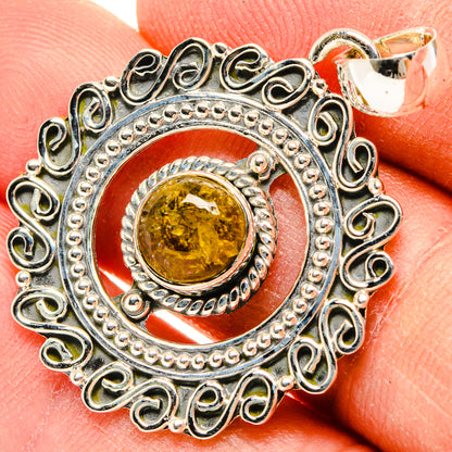 Citrine stone detail in silver bezel with scrollwork border pendant