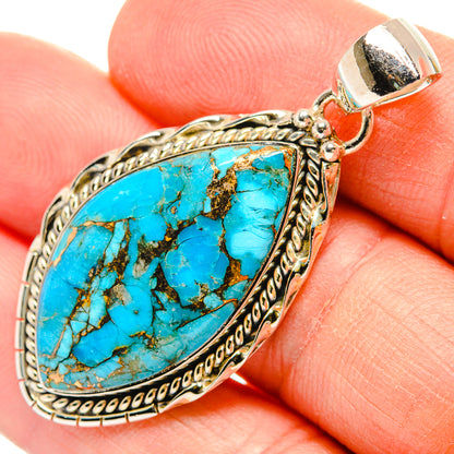 Blue Copper Composite Turquoise Pendants handcrafted by Ana Silver Co - PD31272