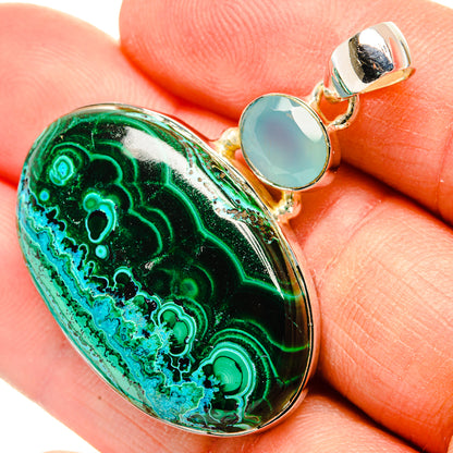 Malachite In Chrysocolla Pendants handcrafted by Ana Silver Co - PD31282