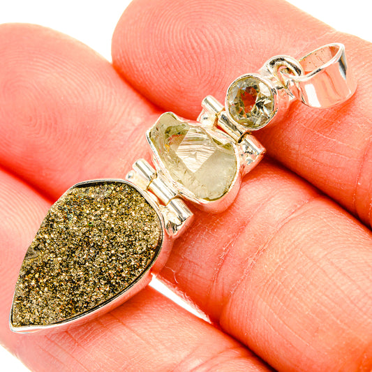 Spectro Pyrite Druzy Pendants handcrafted by Ana Silver Co - PD31303