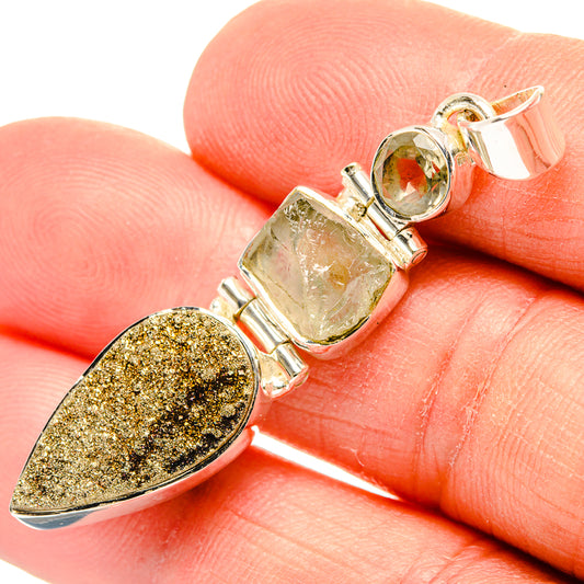 Spectro Pyrite Druzy Pendants handcrafted by Ana Silver Co - PD31304