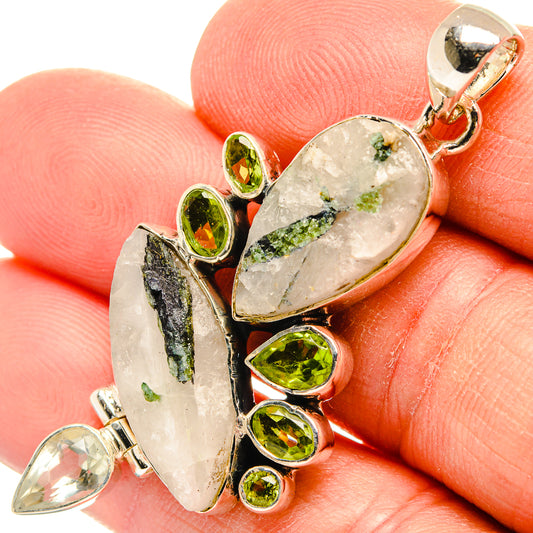 Green Tourmaline In Quartz Pendants handcrafted by Ana Silver Co - PD31305