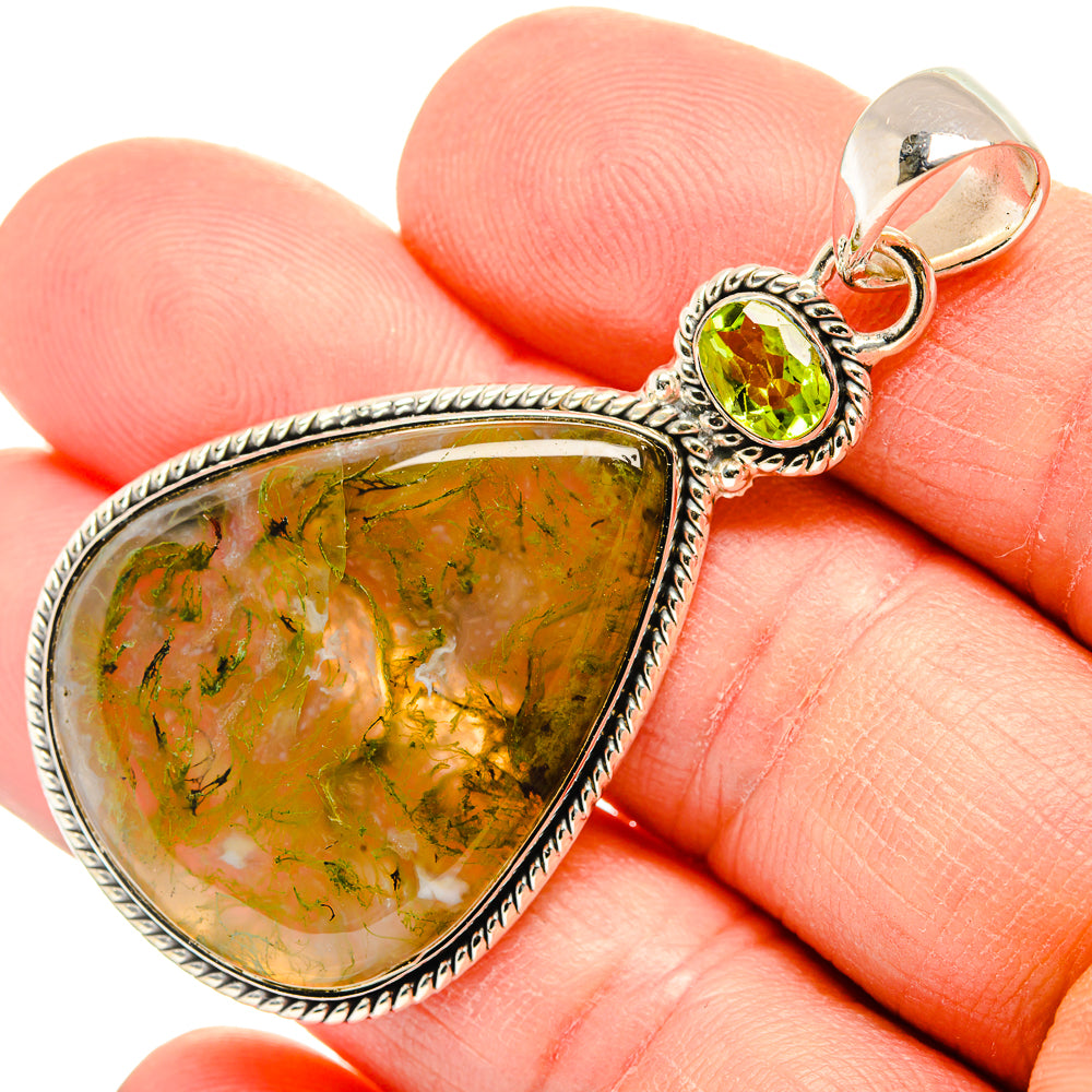 Green Moss Agate Pendants handcrafted by Ana Silver Co - PD31334