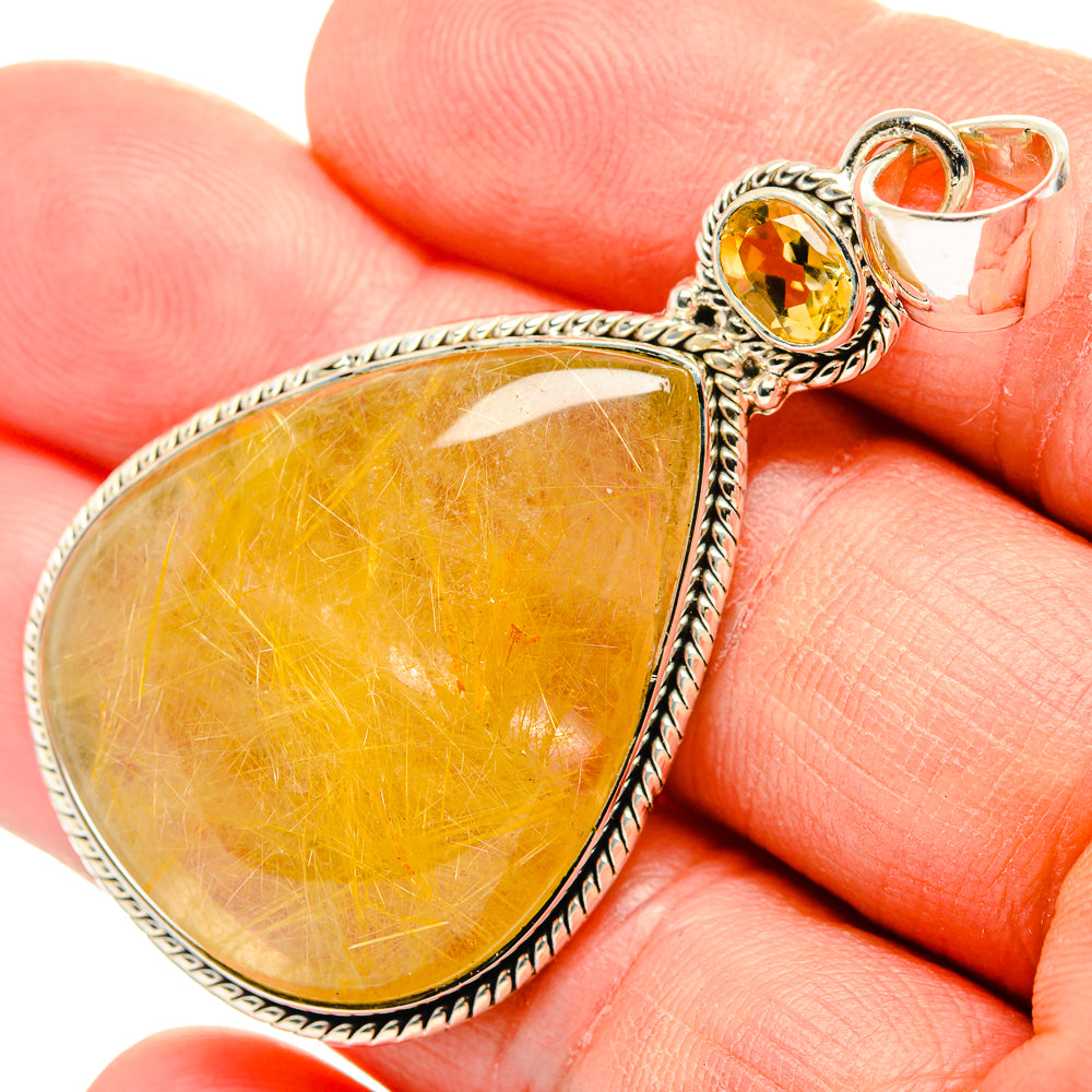 Rutilated Quartz Pendants handcrafted by Ana Silver Co - PD31335