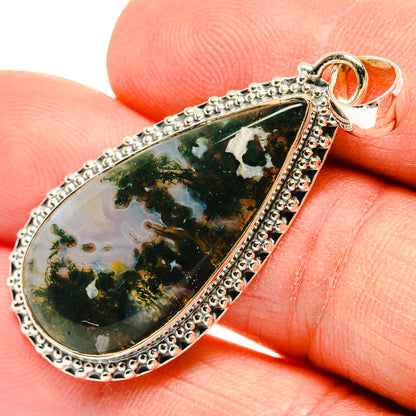 Green Moss Agate Pendants handcrafted by Ana Silver Co - PD31339
