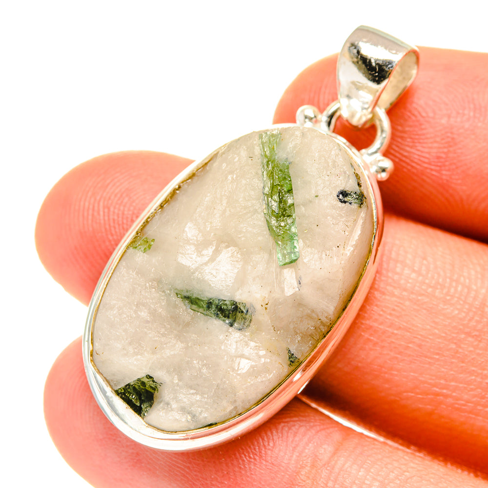 Green Tourmaline In Quartz Pendants handcrafted by Ana Silver Co - PD3137
