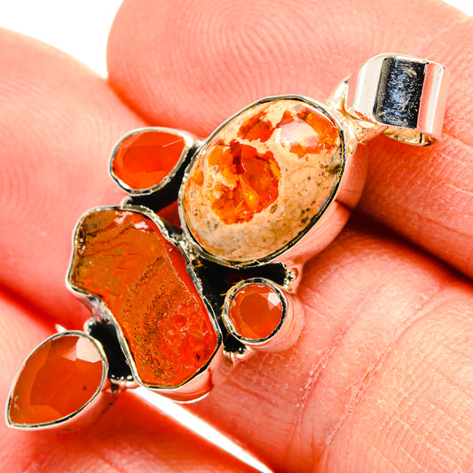 Mexican Fire Opal Pendants handcrafted by Ana Silver Co - PD31383