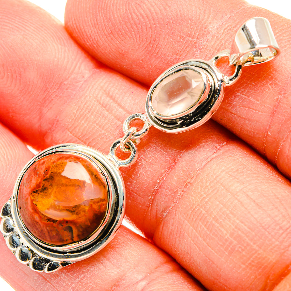 Mexican Fire Opal Pendants handcrafted by Ana Silver Co - PD31427