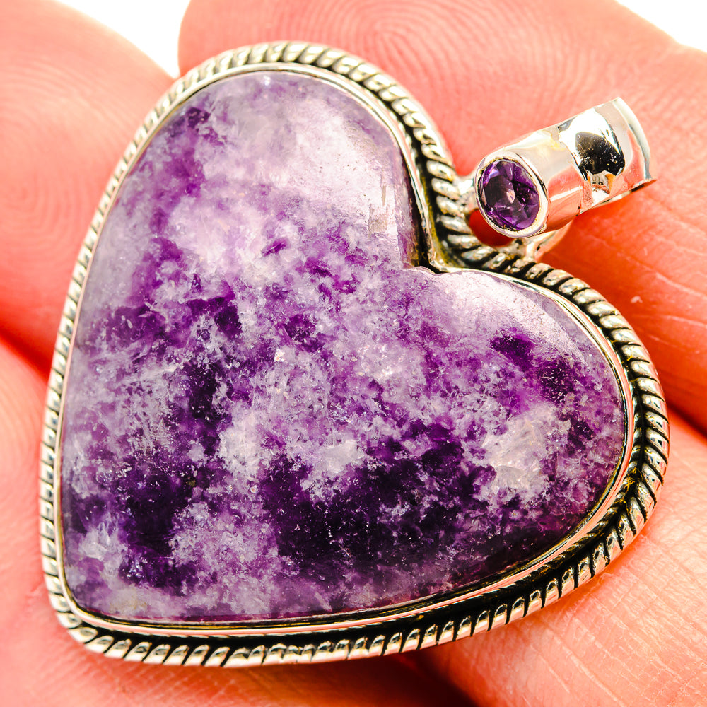 Heart-shaped amethyst pendant, 925 sterling silver, small purple gemstone bail