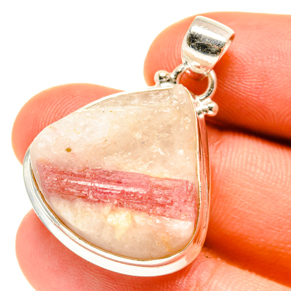 Pink Tourmaline In Quartz Pendants handcrafted by Ana Silver Co - PD3149