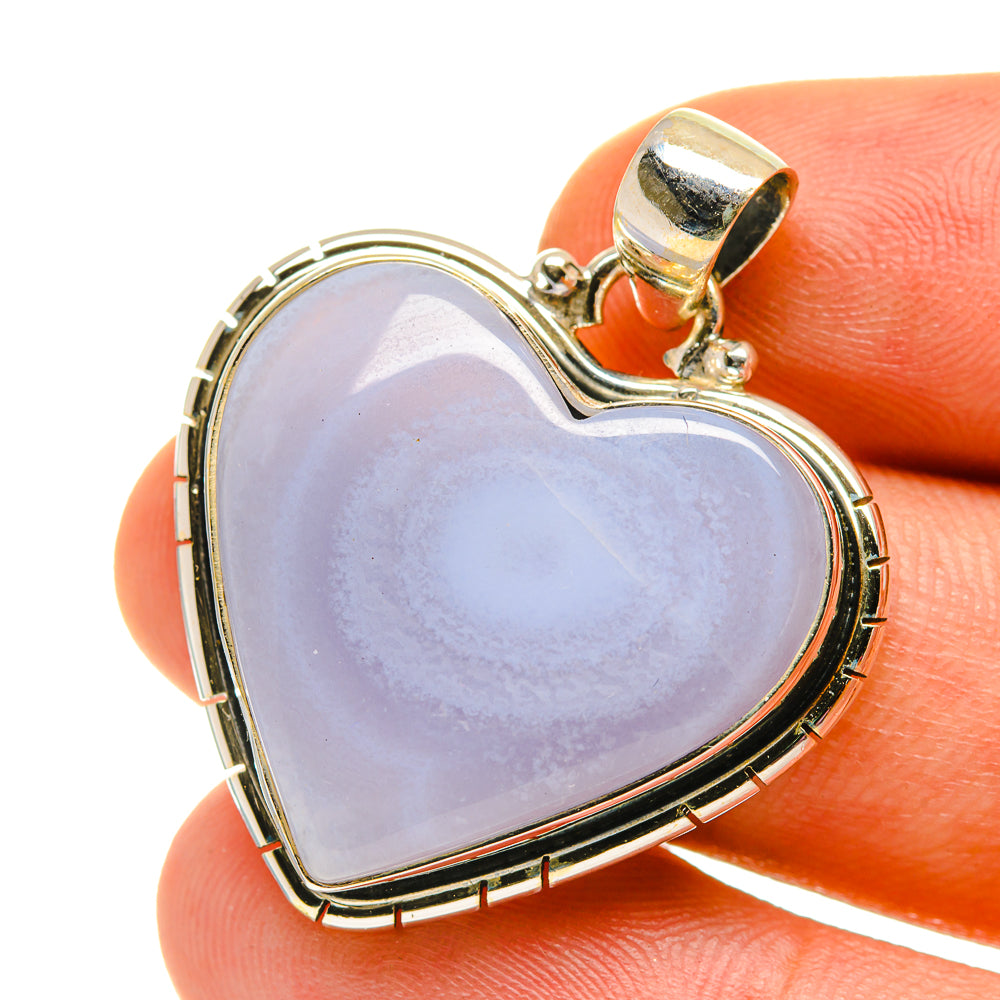 Blue Lace Agate Pendants handcrafted by Ana Silver Co - PD3157