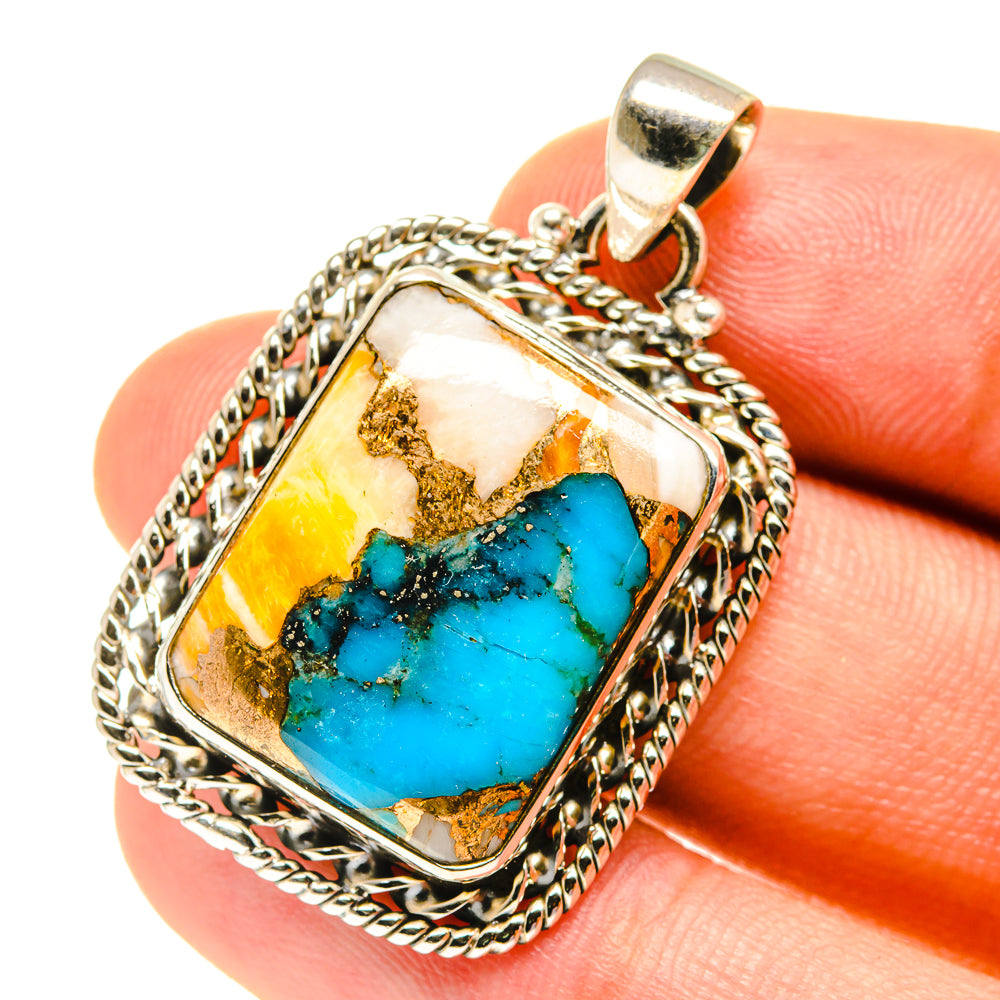 Blue Copper Composite Turquoise Pendants handcrafted by Ana Silver Co - PD3162