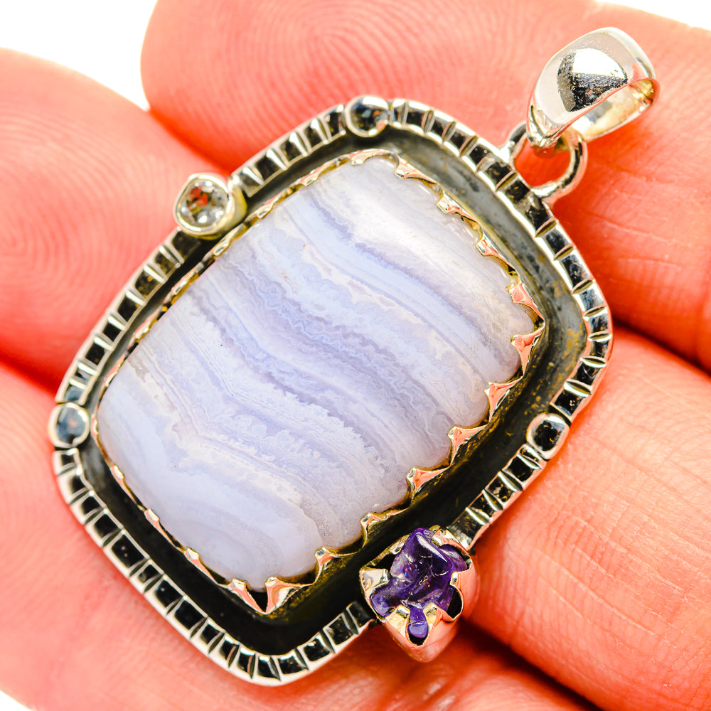 Cobalto Calcite Druzy Pendants handcrafted by Ana Silver Co - PD31677