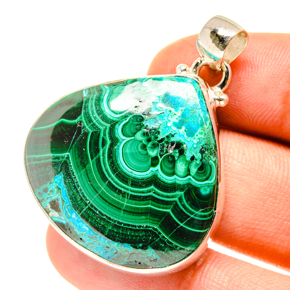 Malachite In Chrysocolla Pendants handcrafted by Ana Silver Co - PD3174